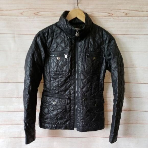 Laundry by Shelli Segal Quilted Zip Front Jacket Hood Animal Print Women's XS - Picture 1 of 13